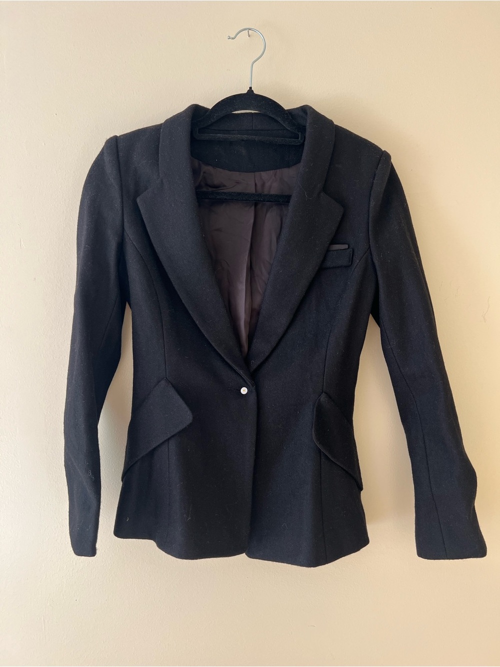 Women's Black Tailored Wool-Blend Blazer Jacket